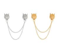 ARFUKA Women's Brooches & Pins Rhinestone Wolf and Chains Brooches and Pins Women Men Jewelry Accessory for Coats, Dresses, Blazers Pack of 2