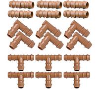 Arfun 18P Drip Irrigation Fitting Set,Include 6 Couplings 6 Tees 6 Elbows, Fits 17mm.600" ID 1/2"-Inch Drip Tubing (18 Pieces Set)