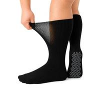 ARG 3 Pairs Men’s Extra Wide Non Slip Diabetic Socks - Anti Slip Hospital Socks with Grips for Swollen Feet, Edema & Bariatric, Non Binding, Size 6-11 UK