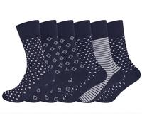 ARG 6 Pairs Men’s Diabetic Socks - Non-Elastic, Gentle Grip, Smooth Toe Seam, Cotton Rich, Loose Soft Top for Swollen Feet - UK Size 6-11 (Dotted & Stripe)