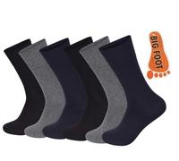 ARG 6 Pairs Men's Big Foot Diabetic & Circulatory Socks, Loose Top, Non-Elastic, Cotton Rich, Soft Top, Size UK 11-14 EU 45-49 (UK, Numeric, 11, 14, Plus, Regular, Black, Blue, Grey)