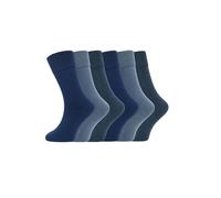 ARG 6 Pairs Non Elastic Diabetic Mens Socks Easy Grip Loose Soft Top Rich Cotton Sock Smooth Toe Seem Non Elastic Cuff 6-11 one size UK (UK, Alpha, One Size, Regular, Regular, Blue)