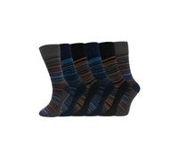 ARG 6 Pairs Non Elastic Diabetic Mens Socks Easy Grip Loose Soft Top Rich Cotton Sock Smooth Toe Seem Non Elastic Cuff 6-11 one size UK (UK, Alpha, One Size, Regular, Regular, Multicolour Stripe)