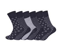 ARG 6 Pairs Non Elastic Diabetic Mens Socks Easy Grip Loose Soft Top Rich Cotton Socks swollen feet Smooth Toe Seem Gentle Grip Non Elastic Cuff UK 6-11 (Dotted & stripe)