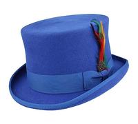 ARG Hand Made Wool Top Hat Satin Lined Riding Equestrian Ascot Event Dressage Topper with Removable Feather Small to XL (as8, Alpha, l, Royal Blue)