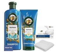 Argan Oil Hair and Body Care Set - Oil Shampoo 350ml and Conditioner 250ml + Moisturizing Beauty Bar + Soft White Washcloth - Nourishing Hair & Skin Care Bundle (Argan)
