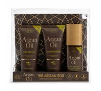 Argan Oil Mini Hair Care Set, Shampoo, Conditioner & Heat Defence Leave-In Spray, 3 x 100ml Cabin Size Toiletries for Holidays, Gym Bags and Hand Luggage, Reusable Zip Bag