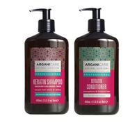 ARGANICARE | Keratin Shampoo + Conditioner | Regenerates Hair Intensely | Prevents and Treats Split Ends | Soft, Silky, Shiny Hair | Made in France | 2x400ML