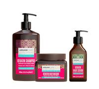 ARGANICARE | Shampoo + Mask + Keratin Serum | Intensely Regenerates Hair | Prevents & Treats Split Ends | Soft & Shiny Hair | Made in France | 400ML + 500ML + 100ML