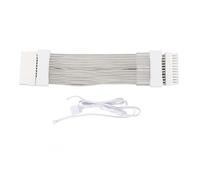 ARGB GPU Power Supply Cable, 24PIN to 24PIN PSU Extension Cable with 5V 3PIN ARGB Sync Lighting, Sleeved High Current 18AWG Cable for RGB Gaming PC Build (White)