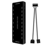 ARGB PWM Fan Hub, Addressable 5V-3PIN ARGB 12V 4PIN PWM 2-in-1 RGB Case Fan Hub SATA Power Input, 9 Fan Port and 9 LED Port, PC Fan hub Support 9 Computer ARGB PWM Fans Splitter