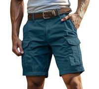 ARGELAN Cargo Shorts Men Casual Summer Mens Shorts with Pockets Cotton Knee Length Golf Short Pants Regular Fit Combat Work Short Pants Lightweight Trendy Mens Pant for Walking Hiking Camping Blue