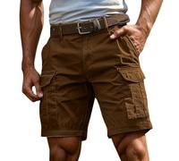 ARGELAN Cargo Shorts Men Casual Summer Mens Shorts with Pockets Cotton Knee Length Golf Short Pants Regular Fit Combat Work Short Pants Lightweight Trendy Mens Pant for Walking Hiking Camping Coffee