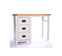 Argenta 3 Drawer Desk - Dressing Table Brass Drop Handle Cabinet Bits Light Grey One Size