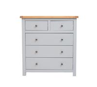 Argenta 5 Drawer Chest of Drawers Brass Knob Cabinet Bits Light Grey One Size