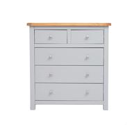 Argenta 5 Drawer Chest of Drawers Chrome Knob Cabinet Bits Light Grey One Size
