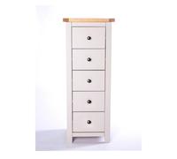 Argenta 5 Drawer Narrow Chest - Grey / Brass
