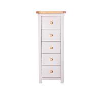 Argenta 5 Drawer Narrow Chest of Drawers Wood Knob Cabinet Bits Light Grey One Size