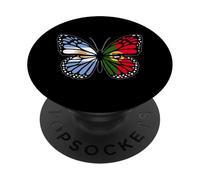 Argentina and Portugal Butterfly Half Argentinian Portuguese PopSockets Adhesive PopGrip