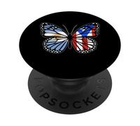 Argentina and Puerto Rico Butterfly Half Argentinian Boricua PopSockets Adhesive PopGrip