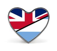Argentina And United Kingdom Flag Funny Metal Badge 1″ Heart Form Brooch Pin Clothes Hat Bag Accessories Tie Decor