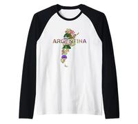 Argentina Botanical Map - Buenos Aires Souvenir Raglan Baseball Tee