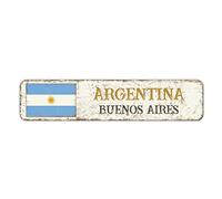 Argentina Buenos Aires Beer Metal Sign Country Flags Customized City Wall Tin Sign Farmhouse Barks & Grill Tin Wall Art Sign Decor for Coffee Garage Kitchen Club Cafe Home 4x18in