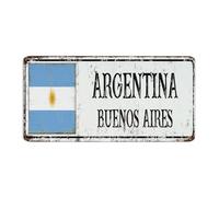Argentina Flag City Street Customized Metal Tin Sign Personalized Kitchen Signs National Country Souvenir Road Wall Décor Aluminum Metal Sign for Laundry Pubs Club Porch 6x12 Inch