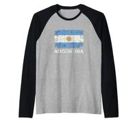 Argentina Flag Distressed Vintage Sun of May Pride Argentine Raglan Baseball Tee