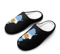 Argentina Flag Map Men's Cotton Slippers Indoor House Shoes Warm Gift for Travel Bedroom Hotel 7-8(40-41)
