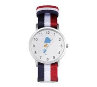 Argentina Flag Map Woven Strap Watch Multicolor Wristwatch Easy Reader Analog Watches for Men Women Birthday Gift