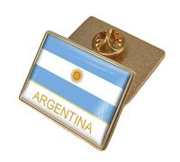 Argentina Flag Rectangle Brooch - Vintage Patriotic Banner Print Lapel Pin,Novel Nation Badge Backpack Clothes Accessories Jewelry Gift For Women Men Character