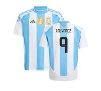 Argentina Junior 2024 - 2025 Home Shirt - J.Alvarez 9 in White | Size: 15-16 Years Argentina White 15-16 Years