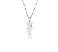 Argentina Map Necklace For Men - Vintage Argentina Map And City Pendant Necklace City Name Letter Argentina City Pendant Sweater Thin Chain For Men'S And Women'S Couple Gift,Grey,45Cm Or 17.7 Inc