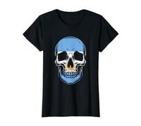 Argentina Skull Flag Vintage Skeleton Argentina Value Graphic T-Shirt, Women, Black, M