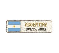 Argentina Street Sign, Vintage Retro Buenos Aires City Sign, Argentina Country Metal Sign For Indoor & Outdoor Wall Decor,8 X 30 CM