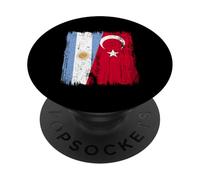 Argentina Turkey Half Flag Turkiye Argentinian Turkish PopSockets Adhesive PopGrip