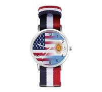 Argentina U.S. Flag Wrist Watches with Scale for Men Women Casual Braided Strap Easy Reader for Work Workout