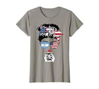 Argentine American Coffee Mama Girl Sister Argentina US Flag T-Shirt