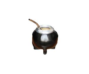 Argentine Artisan Mate Made of Natural Pumpkin and Black Leather, Matte with Steel Bulb, Yerba Mate Gourd Cup, Mate Becher, Mate Cup