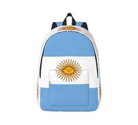 Argentine Flag Canvas Backpack Travel Laptop Bag, Water Protection And Ergonomic Straps For Business Work For College, Black, M