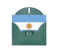 Argentine Flag Horizontal Holiday Card With Dark Green Heart Shaped Envelope And Write Various Holiday Greetings