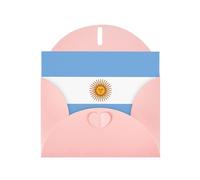 Argentine Flag Horizontal Holiday Card With Pink Heart Shaped Envelope And Write Various Holiday Greetings