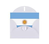 Argentine Flag Horizontal Holiday Card With White Heart Shaped Envelope And Write Various Holiday Greetings