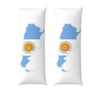 Argentine Flag Map Print Faux Short Fleece Soft Pillow Covers For Bed Sofa Couch, Long Body Pillowcase With Zipper