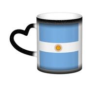 Argentine Flag Print Ceramic Mug, Black to White Thermochromic Coffee Cup for Home Office Cafe