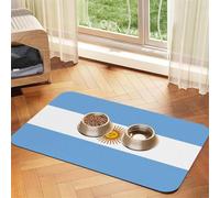Argentine Flag Print Pet Absorbent Leather Tablecloth for Dogs Cats,Pet Food Mat Leather Feeding Mat for Dogs Cats