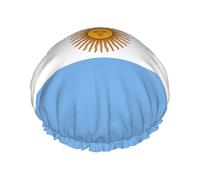 Argentine flag Printed shower cap, reusable, double-layered design, suitable for women to wrap their hair, wash their face, and apply face masks.