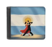 Argentine Flag Tango Bi-fold Men's Wallets with 6 Card Slots Slim Travel Purse Leather Money Clip