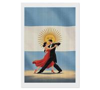 Argentine Flag Tango Diamond DIY Painting Kits Square Full Drill Digital Art Craft for Home Office Wall Decor